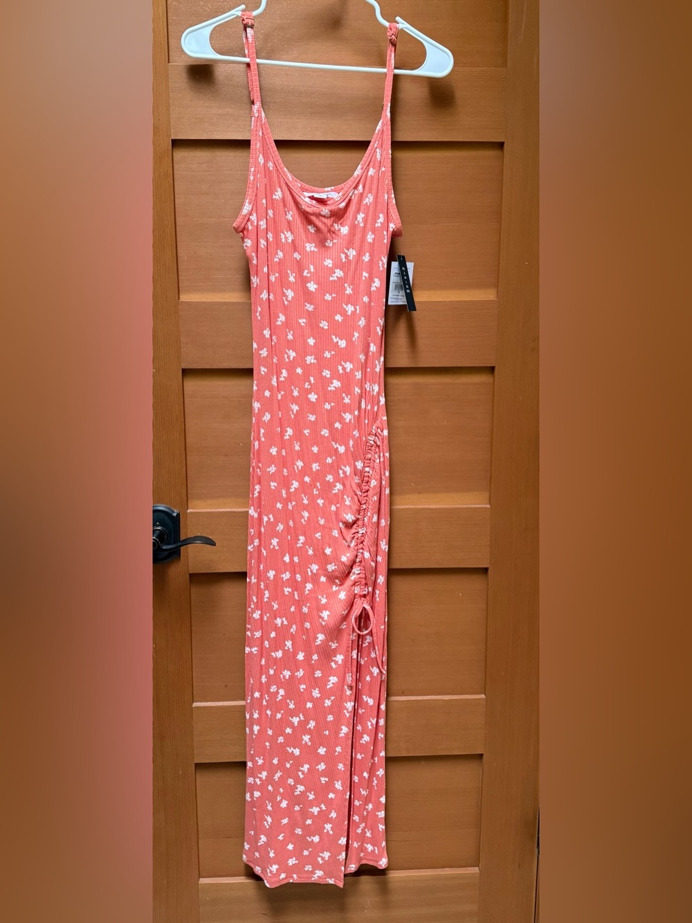NWT O'Neill Coral Pink Floral Ribbed Maxi Dress